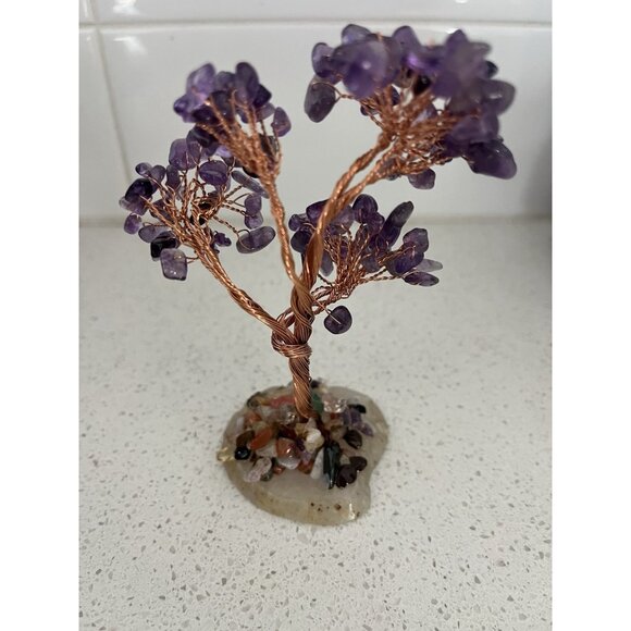 Bonsai Amethyst Crystal Tree Feng Shui Healing Good Luck Prosperity 5" tall - Picture 4 of 7